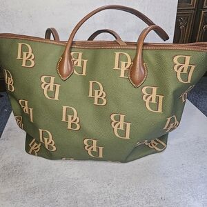 Dooney & Bourke Green and Brown Monogram Tote